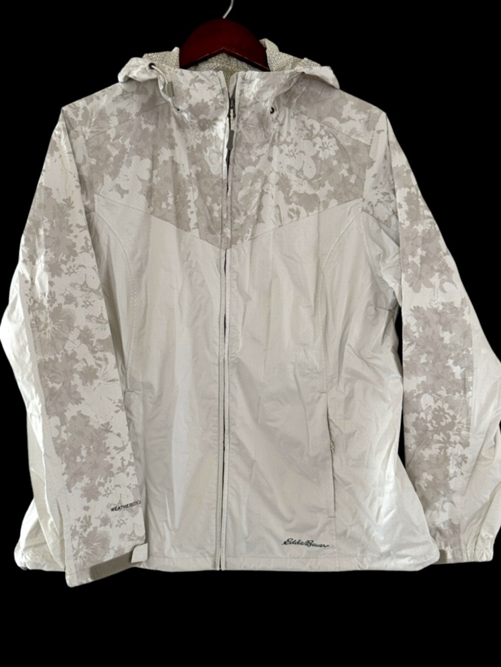 Eddie Bauer Jacket Weatheredge Rain White Hooded Women's XL 100% Nylon